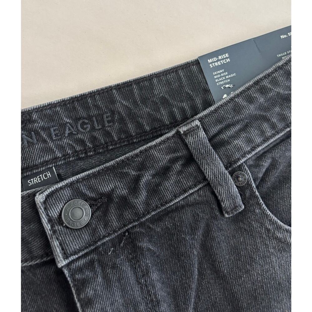 Black Magic American Eagle Mid Rise Stretch Skinny Jeans 14R - Picture 6 of 6